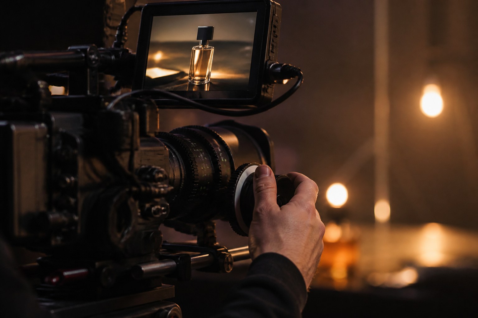 Profesjonalna kamera filmowa podczas realizacji reklamy